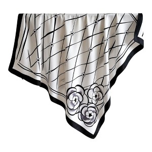 Anna-Kaci Oversized Women's Stripe Satin Square Scarf Fashionable Neck Hair Bag Accessory - 35.4IN×35.4IN - 1 of 4