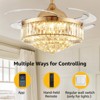 Ludomide 48 Inch Crystal Ceiling Fan with Light and Remote Modern Dimmable Fandelier Invisible Retractable Chandelier Fan Gold for Bedroom Living Room - 4 of 4