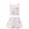 Clotth Women Print Ribbed PJ Set Crop Cami Tops and Shorts Cute Pajamas Set Cami Sleepwear Lingerie Set - 4 of 4