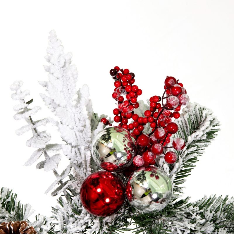 Vickerman Flocked Red and Silver Artificial Garlands, 5 of 8