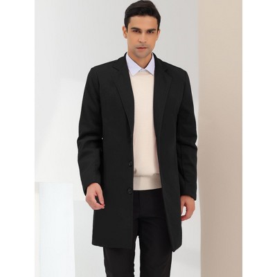Lars Amadeus Men's Classic Solid Slim Fit Notch Lapel Single Breasted Overcoat X Large Black — фото 2
