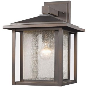 Aspen Collection Outdoor Light Fixture - 12" Glass Lantern, Dimmable, Wet Rated, Black - 1 of 3