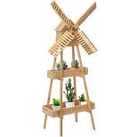 Vintiquewise Rustic Wooden Cart with Windmill Accent and Decorative Piece for Garden Decor, or as a Unique Storage Solution for Home or Garden Tools