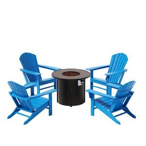 WestinTrends Outdoor Patio Adirondack Chair With Round Fire Pit Table Sets - 1 of 2