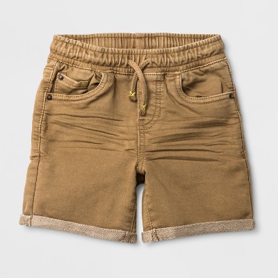 Toddler Boys' Roll Cuff Pull-On Jean Shorts - Cat & Jack™ Khaki Wash 3T