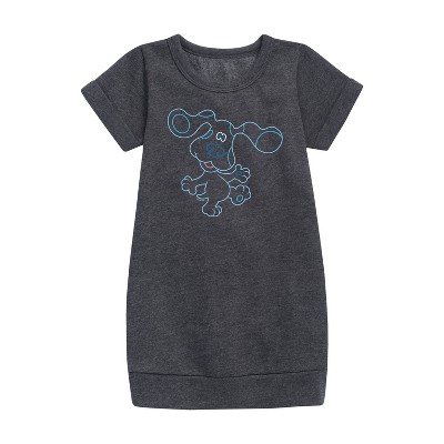 - Blue's Clues & You! - Blue Outline Graphic Short Sleeve Fleece Dress