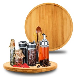 LunaLulinlk Wodden Lazy Susan storage box, 11.2-inch wooden lazy Susan cabinet, dining table, storage room, countertop, cabinet - 1 of 4