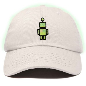 Dalix Robot Embroidered Glow in the Dark Retro Dad Hat Cotton Baseball Cap Adjustable Mens - 1 of 4