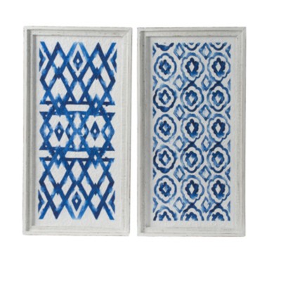 VisioGear Set of 2 Blue and White Hanging Sculptures, Modern Wall Art Decor, Blue & White, 12.5"24.5"*1.4"