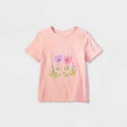 Kids' Adaptive Bunny Graphic T-Shirt - Cat & Jack™ Light Pink