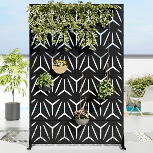Wooakway Elegant Outdoor Vertical Garden Trellis with Hanging Planters, Metal Design for Patios and Gardens - 1 of 4