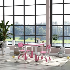 Whisen 3-Piece Adjustable Toddler Table Set, Kids Table and Chairs, Space-Saving Design with Storage - Pink - 1 of 4