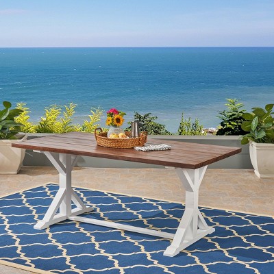 Cassia 72" Dark Brown and White Acacia Wood Dining Table