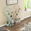 Tangkula 5-Tier Metal Plant Stand, Heart-shaped Plant Shelf Tiered Plant Stand with 4 Hanging Hooks, Wide Slatted Platform Black/Pink & Blue/White - 3 of 4