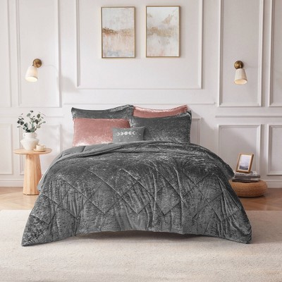 4 Pcs Luxury Style Velvet Duvet Set, Diamond Quilting Ultra Soft Bedding Set for Cold Season, Easy Care Bed Set with Matching Shams & Pillow