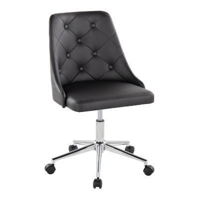 TiramisuBest Contemporary Swivel Task Chair with Chrome Casters, Black PU Leather, Adjustable Height