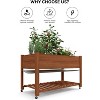 COZONY 48 x 24 x 30" Wooden Raised Garden Bed with Legs — Planter Box with Liner & Bottom Shelf for Flowers, Vegetables, Deck & Backyard - 4 of 4