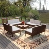 vidaXL Garden Lounge Set Patio Sectional Sofa Couch Outdoor Poly Rattan Brown - 2 of 4