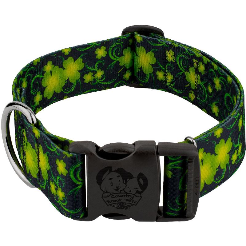 Country Brook Petz 1 1/2 Inch Deluxe Clovers in the Wind Dog Collar, 1 of 5