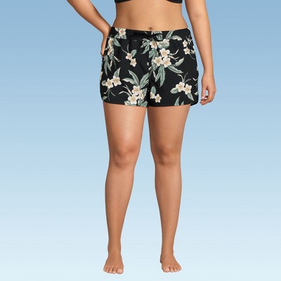 Lands' End Women's Woven Packable 3" Dolphin Hem Swim Cover-up Shorts