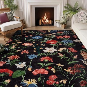 coucheta Multi-size Floral Area Rug for Living Room, Boho Machine Washable Low Pile Soft Non Slip Vintage Carpet, for Bedroom, Dining Room, Office - 1 of 4