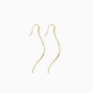 sanctuaire Long Thin Twisted Bar Earrings Gold - 1 of 2