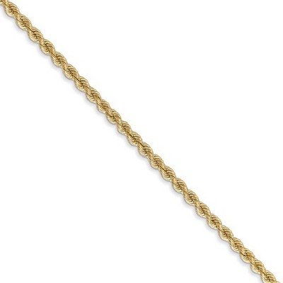 Black Bow Jewelry 2.25mm, 14k Yellow Gold, Handmade Solid Rope Chain Necklace