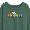Women's - Peanuts - Snoopy's Beach Ball Lightweight French Terry Wide Neck Long Sleeve Shirt - 2 of 4
