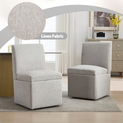 MOONMISS 360 Degree Swivel Upholstered Dining Chairs Set of 2 Swivel Dining Room Chairs Kitchen Chairs Casters & Storage