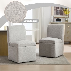 MOONMISS 360 Degree Swivel Upholstered Dining Chairs Set of 2 Swivel Dining Room Chairs Kitchen Chairs Casters & Storage - 1 of 4