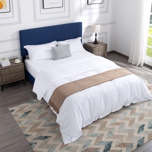 DOMETOUR Queen Size Platform Bed Frame with Upholstered Headboard and Wood Slats Support - 1 of 4