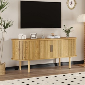 COZONY Modern TV Stand with Sliding Doors, Wood Media Console Entertainment Center with Adjustable Shelves for Living Room Storage - 1 of 4