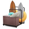 VisioGear Pool Accessories, Poolside Float Storage with Wheels, Pool Cart with Side Shelves for Patios, Gardens, Brown, 39.4"*31.5"*37.6" - 2 of 4