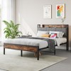 Full Size Bed Frame, Storage Headboard with Charging Station, Solid and Stable, Noise Free, No Box Spring Needed, Easy Assembly,Vintage Brown and Gray - 2 of 4