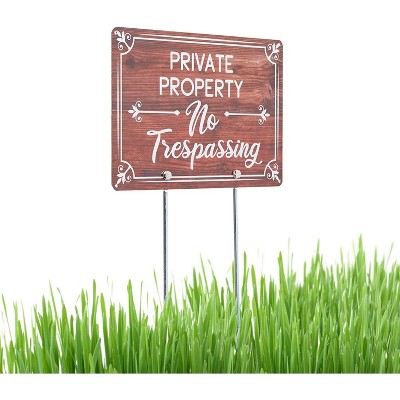 Okuna Outpost Yard Sign Aluminum, Private Property No Trespassing Aluminum 8" x 11.8"