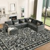 Floral Living Room Area Rug Black Soft Botanical Boho Rugs Small Flower Carpet for Bedroom Aesthetic Non Slip Vintage Indoor Rugs - 3 of 4