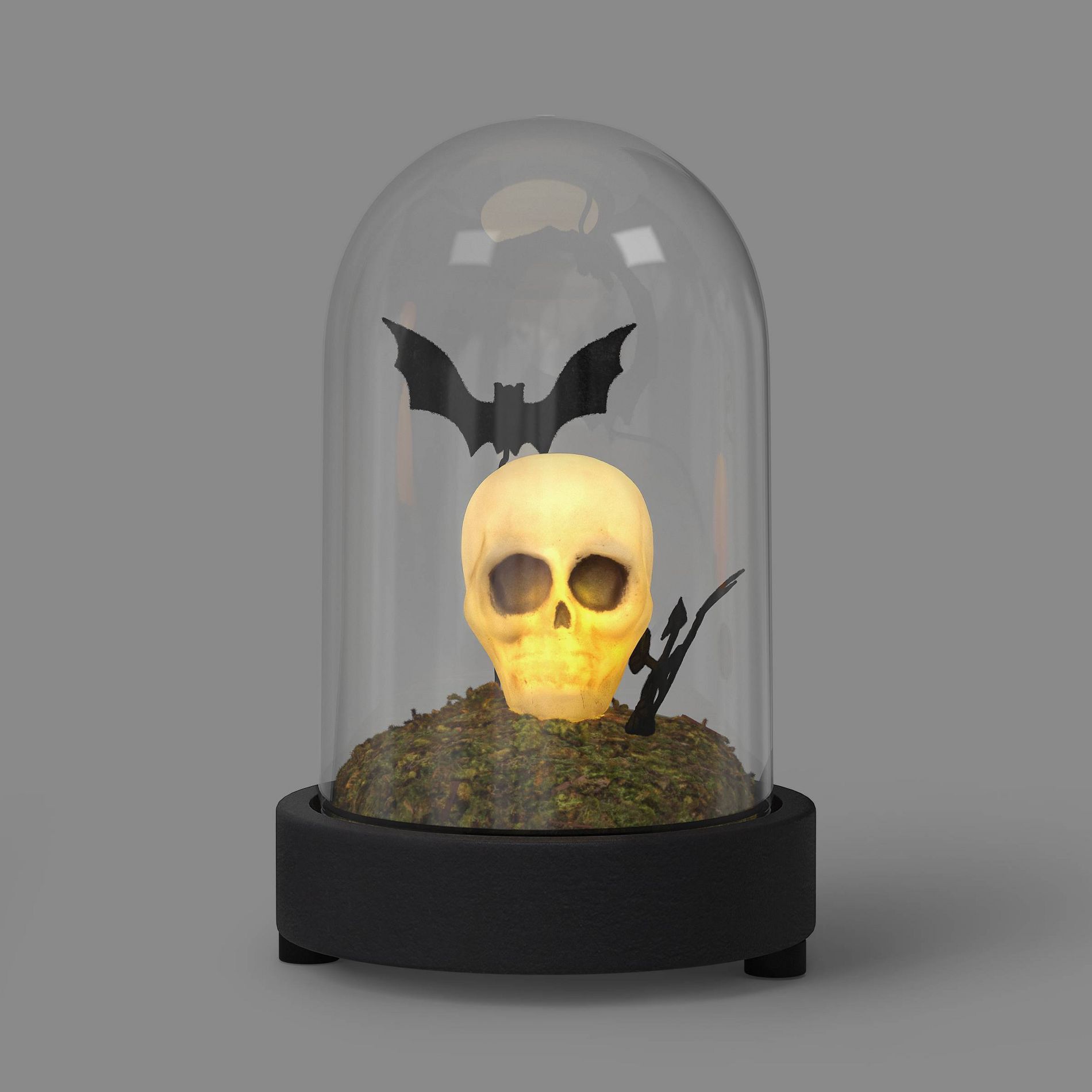 Lit Plastic Skull in Dome Decorative Cloche - Hyde and EEK! Boutique™