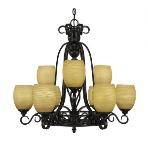 Toltec Lighting Elegante 9 - Light Chandelier in  Dark Granite with 5" Cayenne Linen Shade - 1 of 1