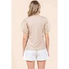 Women's Round Neck Puff Short Sleeve Top - mittoshop - 2 of 3