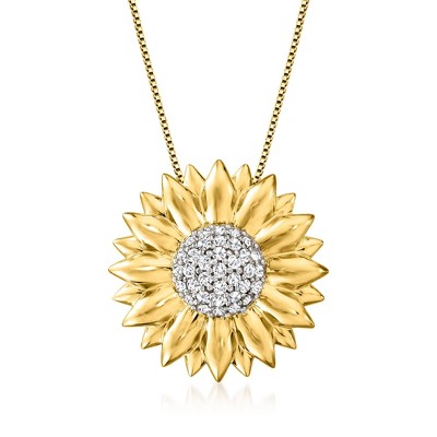 Ross-Simons 0.70 ct. t.w. White Topaz Sunflower Necklace in 18kt Gold Over Sterling