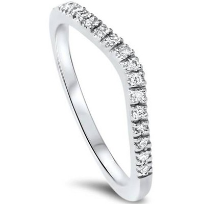 Pompeii3 1/8ct Curved Diamond Wedding Ring 14K White Gold