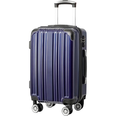 Coolife Luggage,Suitcase PC+ABS Spinner 20in Carry on (navy new, S(20in)_carry on)