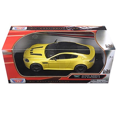 Yellow Diecast Aston Martin V12 1:24 Scale Model Car