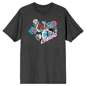 Teen Titans Go To The Movies Cyborg Graphic Charcoal Heather Gray Men's T-Shirt - 1 of 1