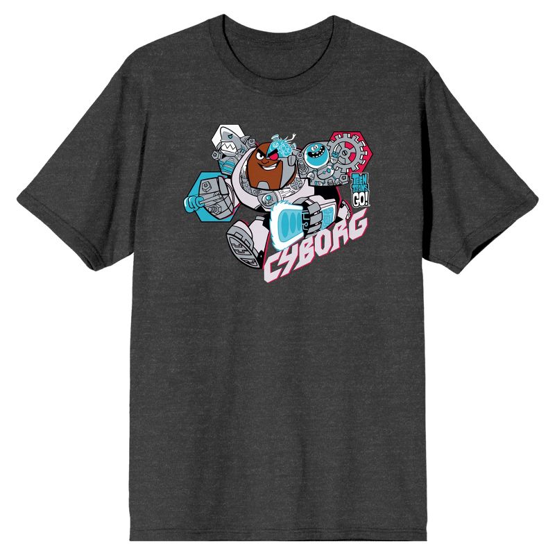 Teen Titans Go To The Movies Cyborg Graphic Charcoal Heather Gray Men's T-Shirt, 1 of 2