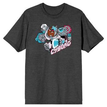 Teen Titans Go To The Movies Cyborg Graphic Charcoal Heather Gray Men's T-Shirt