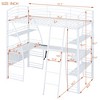 Bellemave Twin Size Loft Bed with Desk and Bookcase with Metal Frame, Loft Bed with Desk and Storage, White - 2 of 4