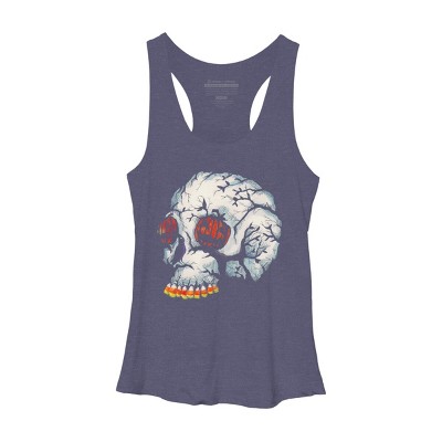 Women's Design By Humans Halloween Skull By LVBArt Racerback Tank Top