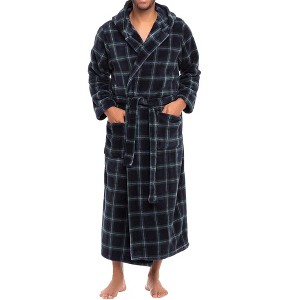 ADR Men's Robe, Plush Fleece Hooded Bathrobe Man, Long Warm Cozy Bath Robe Man - 1 of 4
