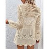 Clearlove Women Knitted Cardigan Lightweight Tie Front Hollow Out Long Sleeves Summer Knit Cover Cardigans - 2 of 4